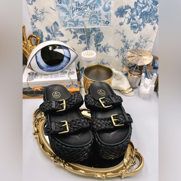 🆕 ASH 🧿 NWOT Black Ziggy Woven Platform Sandals, Sz 38 - Picture 2 of 16
